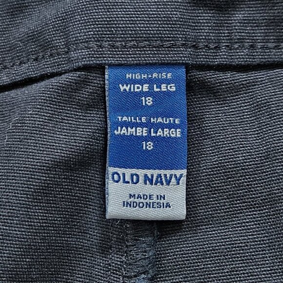 Old Navy Pants Womens 18 Black Twill Cotton Stretch High Waist Wide Leg Coastal - Picture 3 of 16